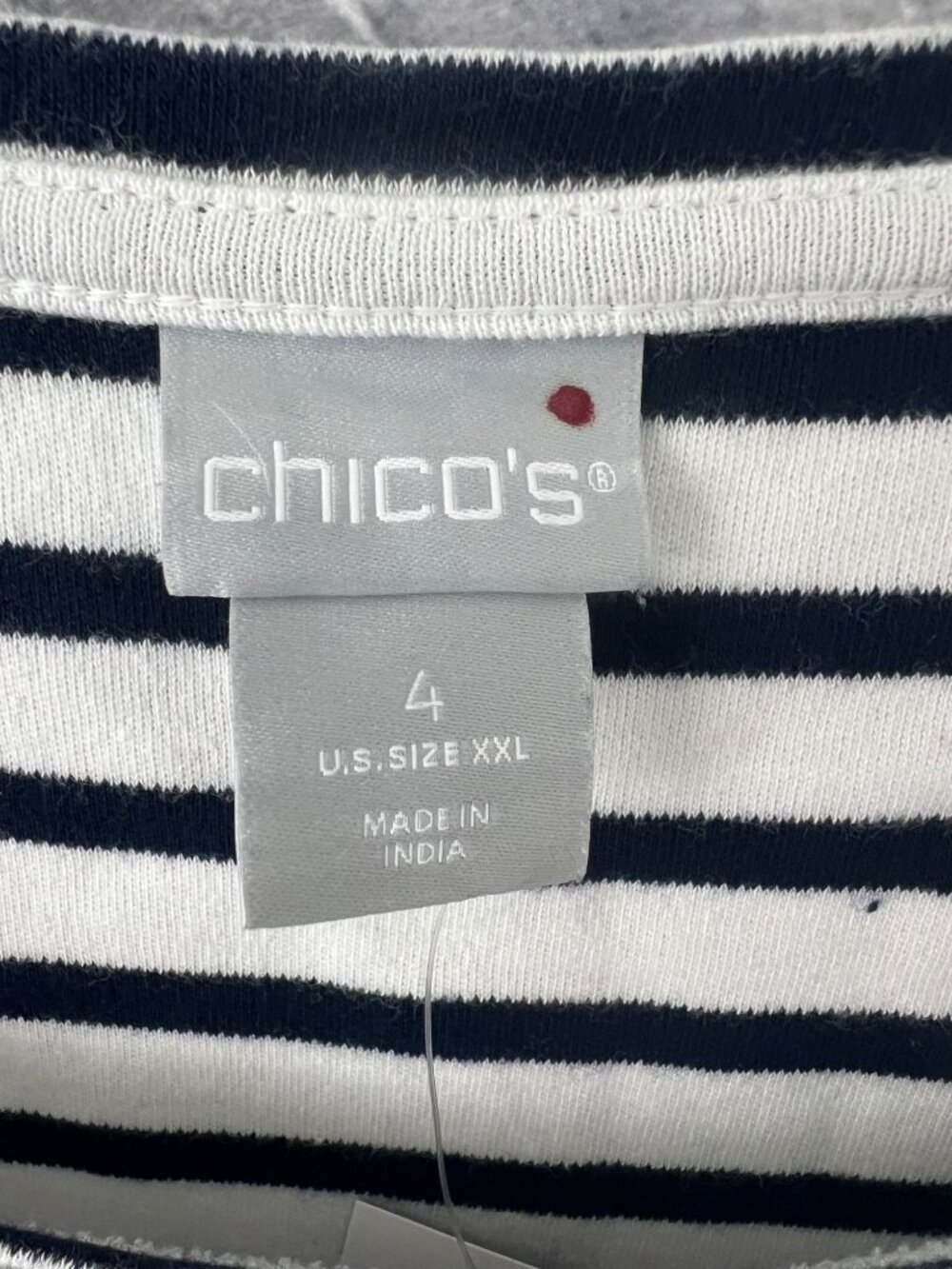Chico's Stripe Side Button Tunic Top Size 4 US XXL LS Knit Classic Navy NWT - Picture 6 of 8